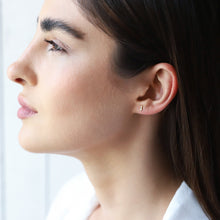 Load image into Gallery viewer, Gold Mini Number Stud Earrings | Personalized Dainty Silver Minimalist Designs