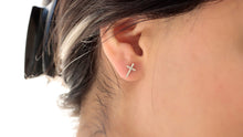 Load image into Gallery viewer, Cross Stud Earrings in 925 Sterling Silver by SilverGoldandRose