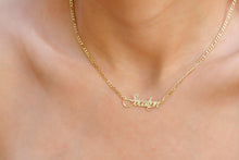 Load image into Gallery viewer, Figaro Chain Name Necklace in 925 Sterling Silver by SilverGoldandRose