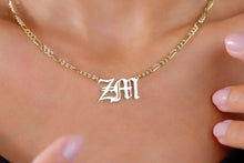 Load image into Gallery viewer, Elegant Initial Necklace with Figaro Chain - Personalize Your Style