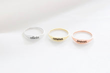 Load image into Gallery viewer, Custom Gold Name Ring - Personalized Stackable Engraved Jewelry for Her