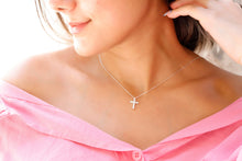 Load image into Gallery viewer, CZ Diamond Cross Necklace in 925 Sterling Silver