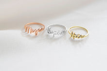 Load image into Gallery viewer, Personalized Gold Name Ring | Custom Handwriting Jewelry | Unique Gift for Christmas &amp; Birthdays