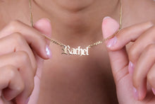 Load image into Gallery viewer, Gothic Old English Name Necklace with Curb Chain in 925 Sterling Silver