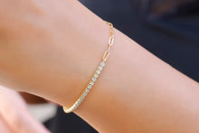 Load image into Gallery viewer, Shimmering Tennis Bracelet with Paperclip Chain - Elevate Your Style