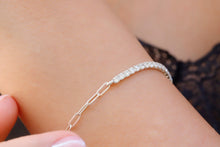 Load image into Gallery viewer, Shimmering Tennis Bracelet with Paperclip Chain - Elevate Your Style