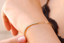 Load image into Gallery viewer, Shimmering Tennis Bracelet with Paperclip Chain - Elevate Your Style