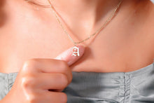 Load image into Gallery viewer, Figaro Chain Necklace with Custom Old English Initial - Unique Gothic Letter Jewelry for Him &amp; Her