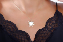 Load image into Gallery viewer, Shimmering Gold Sun Necklace | 14K Dainty Charm | Summer Vibes Jewelry for Women
