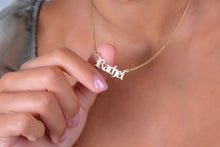 Load image into Gallery viewer, Gothic Old English Name Necklace with Curb Chain in 925 Sterling Silver