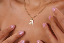 Load image into Gallery viewer, Figaro Chain Necklace with Custom Old English Initial - Unique Gothic Letter Jewelry for Him &amp; Her
