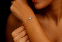 Load image into Gallery viewer, 14K Pave Diamond Evil Eye Charm Bracelet | Symbol of Protection &amp; Style