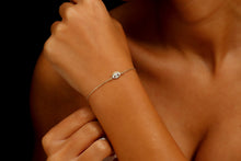 Load image into Gallery viewer, 14K Pave Diamond Evil Eye Charm Bracelet | Symbol of Protection &amp; Style