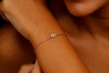 Load image into Gallery viewer, 14K Pave Diamond Evil Eye Charm Bracelet | Symbol of Protection &amp; Style