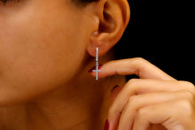 Load image into Gallery viewer, Cross Huggie Hoop Earrings with Dazzling CZ Diamonds