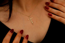 Load image into Gallery viewer, Personalized Faith Cross Name Necklace in Sterling Silver – Perfect Baptism Gift