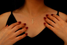 Load image into Gallery viewer, Personalized Faith Cross Name Necklace in Sterling Silver – Perfect Baptism Gift