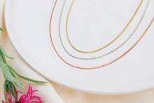 Load image into Gallery viewer, Sterling Silver Box Chain Necklace | Dainty 14K Gold Layered Chains for a Stylish Look