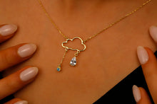 Load image into Gallery viewer, Cloud Nine Jewelry Sterling Silver Rainy Cloud Necklace with Diamond &amp; Turquoise Weather Pendant