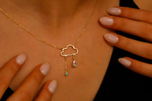 Load image into Gallery viewer, Cloud Nine Jewelry Sterling Silver Rainy Cloud Necklace with Diamond &amp; Turquoise Weather Pendant