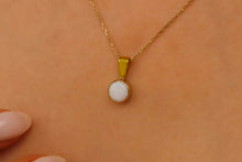 Load image into Gallery viewer, 14K Gold White Opal Charm Necklace - Dainty Unique Pendant in Sterling Silver, Gold &amp; Rose Gold for Birthdays