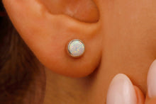 Load image into Gallery viewer, Luxe Aura 14K Gold White Opal Stud Earrings - Dainty Elegance for Every Occasion