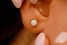 Load image into Gallery viewer, Luxe Aura 14K Gold White Opal Stud Earrings - Dainty Elegance for Every Occasion