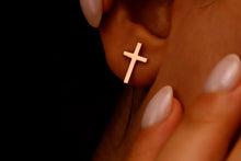 Load image into Gallery viewer, Cross Stud Earrings in 925 Sterling Silver by SilverGoldandRose