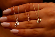 Load image into Gallery viewer, Personalized Gothic Initial Necklace | Handmade Dainty Old English Letter Jewelry for Unique Birthday Gifts