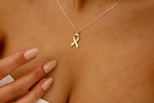 Load image into Gallery viewer, Ribbon Necklace | Elegant Symbol of Breast Cancer Awareness
