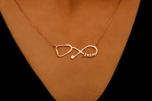 Load image into Gallery viewer, Personalized Stethoscope Necklace | 14K Gold Vermeil &amp; Sterling Silver | Unique Medical Jewelry by SilverGoldandRose