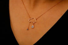 Load image into Gallery viewer, Cloud Nine Jewelry Sterling Silver Rainy Cloud Necklace with Diamond &amp; Turquoise Weather Pendant