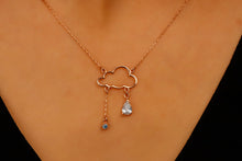 Load image into Gallery viewer, Cloud Nine Jewelry Sterling Silver Rainy Cloud Necklace with Diamond &amp; Turquoise Weather Pendant