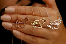 Load image into Gallery viewer, Elephant Silhouette Name Necklace | Custom Lucky Jewelry for Kids | Unique Gift for Animal Lovers
