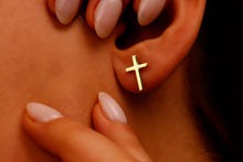 Load image into Gallery viewer, Cross Stud Earrings in 925 Sterling Silver by SilverGoldandRose