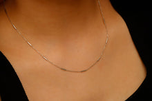 Load image into Gallery viewer, Shimmering Sterling Silver Satellite Choker Necklace - Dainty Bar Chain Elegance
