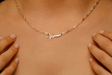 Load image into Gallery viewer, 14K Gold Paper Clip Name Necklace - Elegant Sterling Silver Link Chain