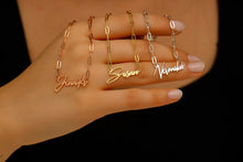 Load image into Gallery viewer, 14K Gold Paper Clip Name Necklace - Elegant Sterling Silver Link Chain