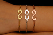 Load image into Gallery viewer, 14K Gold Dragon Bracelet - Sterling Silver Figaro Chain, Celebrate Your Zodiac Spirit