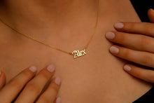 Load image into Gallery viewer, Custom Old English Name Necklace in Silver, Gold, and Rose