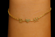 Load image into Gallery viewer, Heartfelt Creations Personalized Initial Bracelet - Sterling Silver Heart with Custom Birthstone for Couples