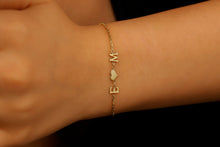 Load image into Gallery viewer, Heartfelt Creations Personalized Initial Bracelet - Sterling Silver Heart with Custom Birthstone for Couples