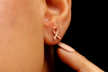 Load image into Gallery viewer, Celebrate Cancer Survivors Ribbon Stud Earrings in 925 Sterling Silver