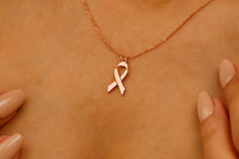 Load image into Gallery viewer, Ribbon Necklace | Elegant Symbol of Breast Cancer Awareness