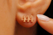 Load image into Gallery viewer, Elysian Jewelry Angel Number Stud Earrings - Celestial Charm for Positive Energy