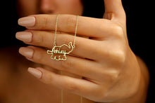 Load image into Gallery viewer, Elephant Silhouette Name Necklace | Custom Lucky Jewelry for Kids | Unique Gift for Animal Lovers