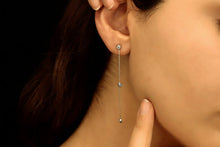 Load image into Gallery viewer, Long Dangle Chain Earrings with Sparkling CZ Diamonds