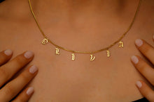 Load image into Gallery viewer, Personalized Name Necklace - Dangle Gothic Old English Design