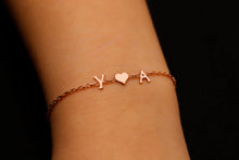 Load image into Gallery viewer, Heartfelt Creations Personalized Initial Bracelet - Sterling Silver Heart with Custom Birthstone for Couples