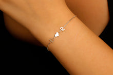 Load image into Gallery viewer, Heartfelt Creations Personalized Initial Bracelet - Sterling Silver Heart with Custom Birthstone for Couples